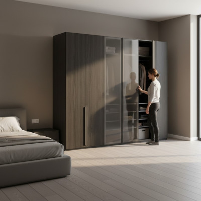Wardrobe Closet Bedroom Closets Black Modern Wood New