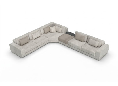 Gray corner sofa L-shaped living landscape couch furniture textile wood sofa couches