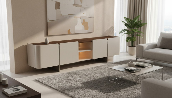 Modern luxury gray wall TV unit