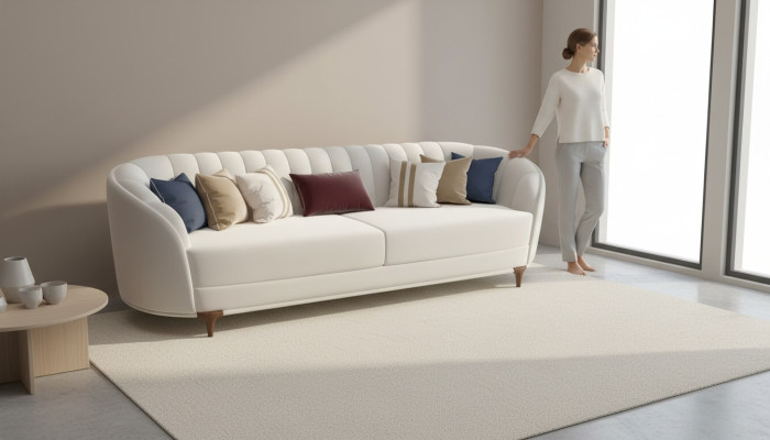 Modern white sofa in the living room Exclusive 3-seater sofas 250cm luxury