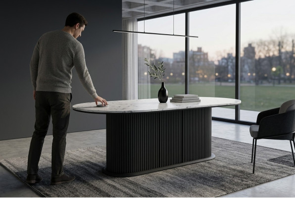 Dining table wood dining room table modern black oval table furniture modern new