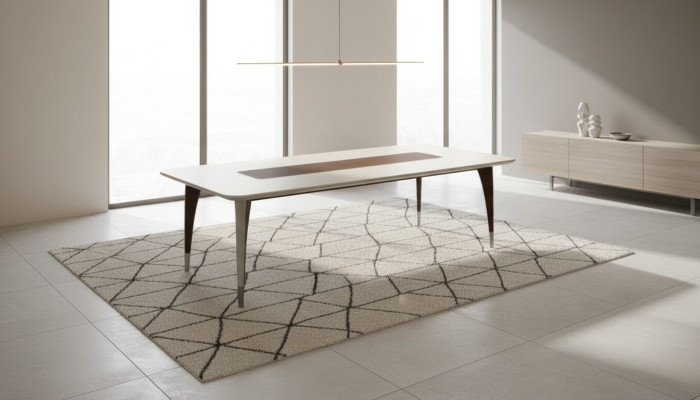 Luxurious dining table for dining room in white color modern wood furniture