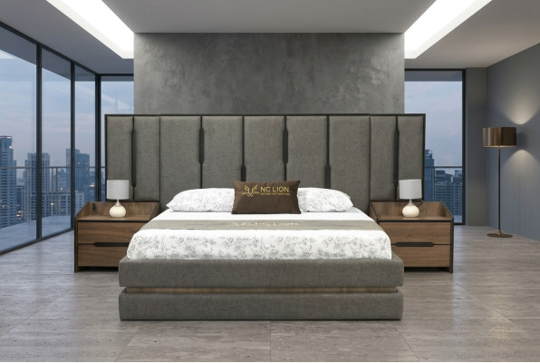Modern 3-piece bedroom set: elegant bed with 2 bedside tables complete