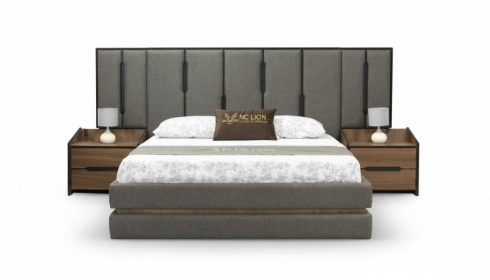 Modern 3-piece bedroom set: elegant bed with 2 bedside tables complete