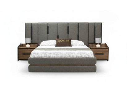 Modern 3-piece bedroom set: elegant bed with 2 bedside tables complete