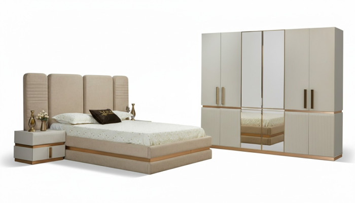 Modern beige dressing table with mirror height 180 cm luxurious furniture new