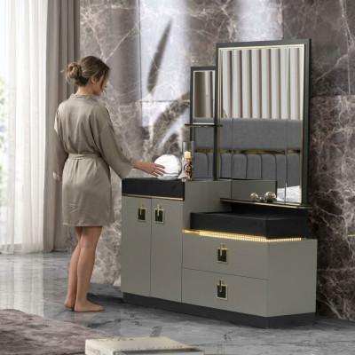 Dressing table with mirror console wooden modern bedroom