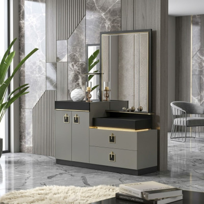 Dressing table with mirror console wooden modern bedroom