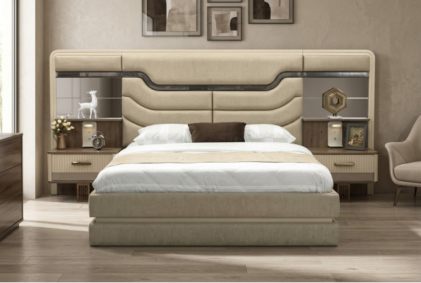 Furniture Beds Luxury Bed 2x Nightstands 3-Piece Bedroom Set Design