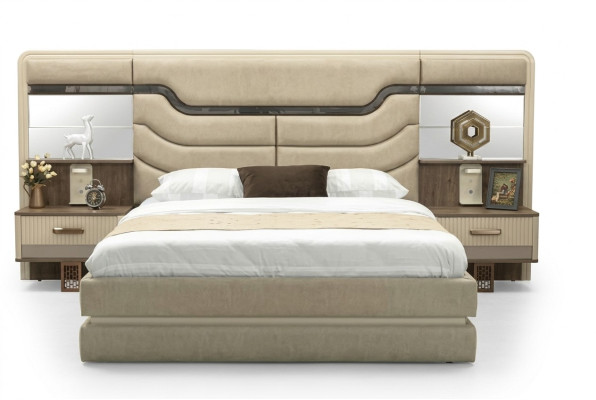 Furniture Beds Luxury Bed 2x Nightstands 3-Piece Bedroom Set Design