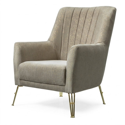 Design Seating Luxury Beige Armchair Relax Wood with Stainless Steel Armchair New