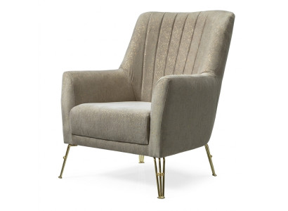Design Seating Luxury Beige Armchair Relax Wood with Stainless Steel Armchair New