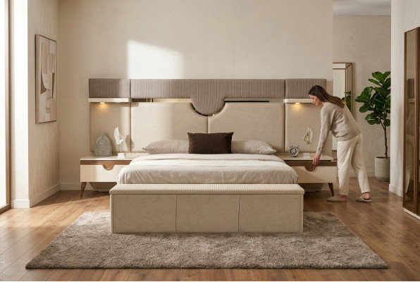 3-piece bedroom set bed 2x nightstand stylish furniture beds