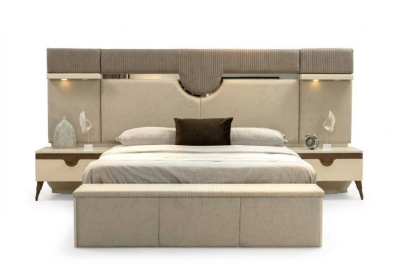 3-piece bedroom set bed 2x nightstand stylish furniture beds