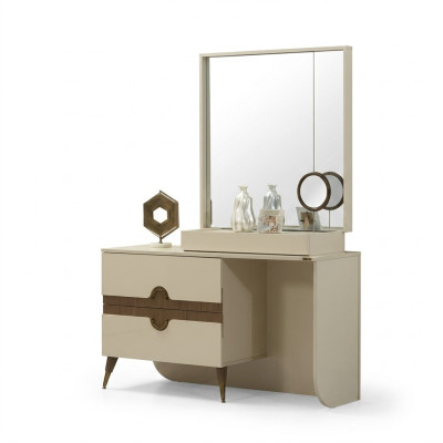Beige vanity table with mirror bedroom furniture design console new