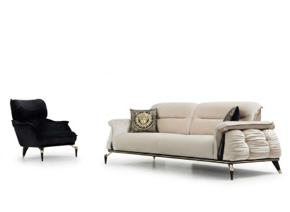 Luxury 2-piece Living Room Set, 3-Seater Sofa with Armchair, Modern Design Couch