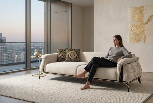 Stylish sofa 3-seater living room perfect textile sofa upholstery couches