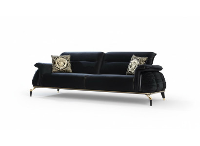 Sofa 3-seater black Chesterfield designer furniture living room sofas luxury