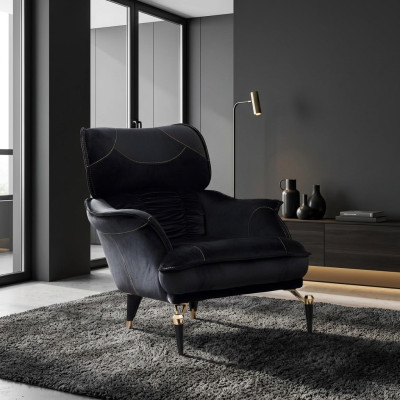 Perfect soft armchair for living room black color new luxury furniture textile