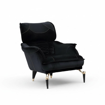 Perfect soft armchair for living room black color new luxury furniture textile