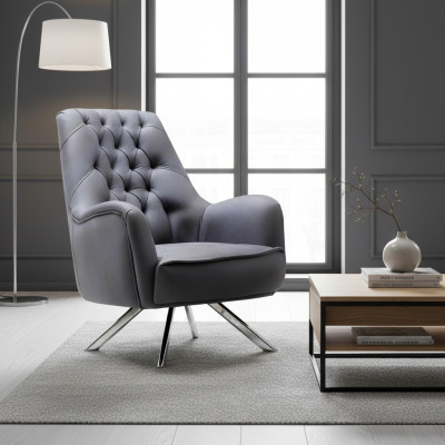 Armchair Design Couch Sofa Relax Textile Upholstery Seat Luxury Gray New