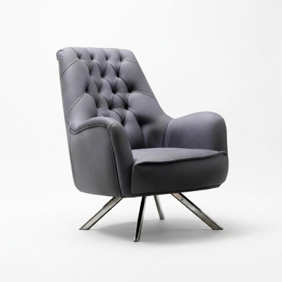 Armchair Design Couch Sofa Relax Textile Upholstery Seat Luxury Gray New