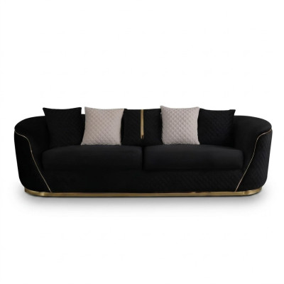 Designer 3-seater sofa luxury wood furniture textile upholstered sofa fabric