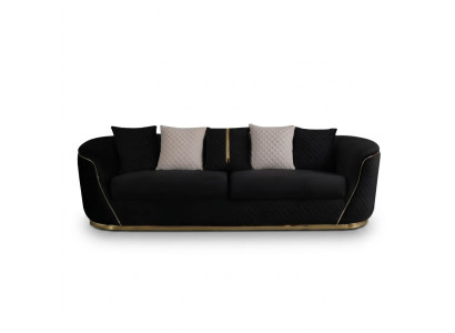 Designer 3-seater sofa luxury wood furniture textile upholstered sofa fabric