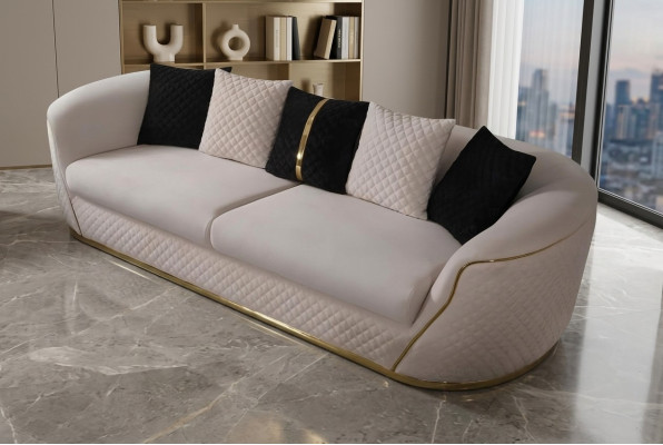 3-seater sofa design sofas upholstery white textile relax modern 235 cm