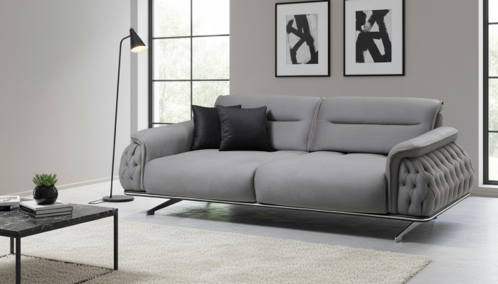 Designer soft 3-seater sofa for living room textile upholstery new luxury