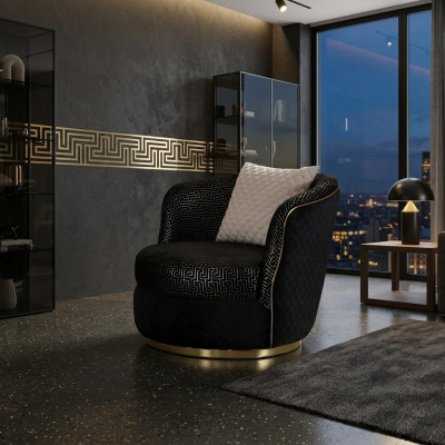 Design armchair 1-seater textile luxury upholstery chair black color luxury