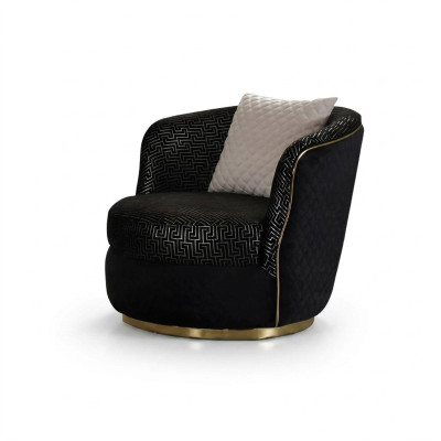 Design armchair 1-seater textile luxury upholstery chair black color luxury