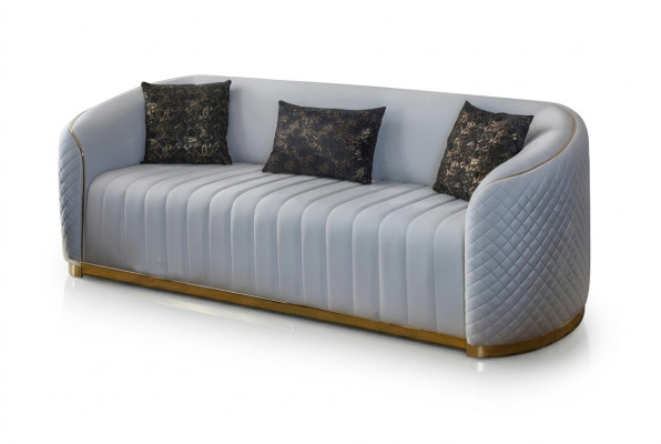 Sofa Luxury Living Room Modern Three-Seater Furniture Sofa 3-Seater Wood Textile