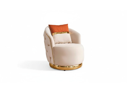 Design armchair luxury beige chair relax textile with stainless steel club chair