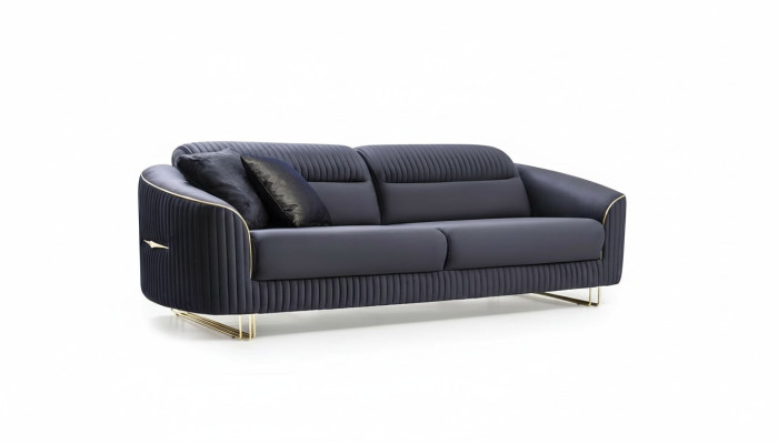 3-seater sofa upholstered sofa blue fabric seat design couch modern new