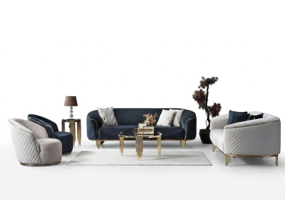 Designer Sofa Set, 4-piece Living Room Sofas, 3-Seat Couch, Armchair, Modern Design