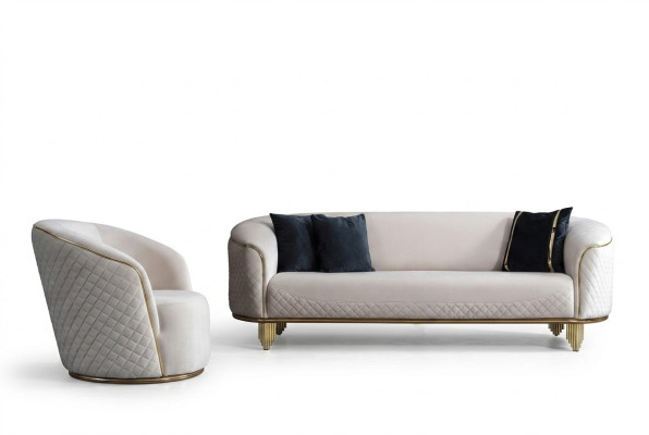2-piece living room sofa set 3-seat sofa armchair modern design couch