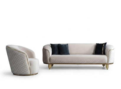 2-piece living room sofa set 3-seat sofa armchair modern design couch