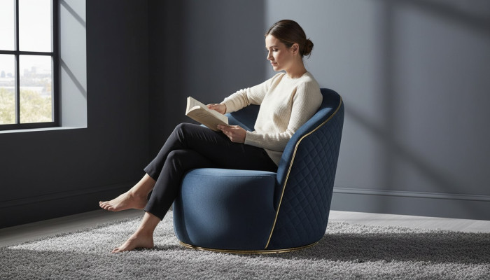 Luxury Armchair Upholstery Relax Lounge Club Furniture Design Armchair Blue New