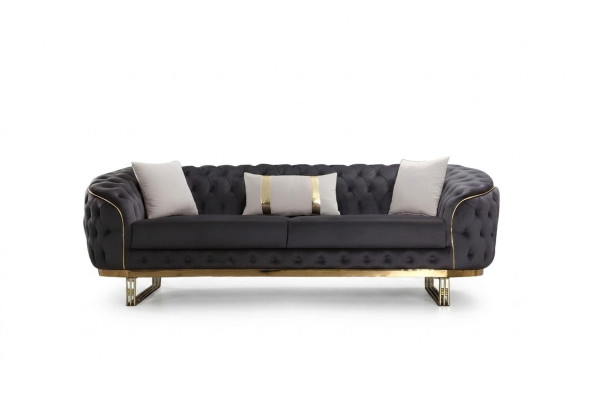 Designer sofa 3-seater textile couch upholstery sofas design brown Chesterfield