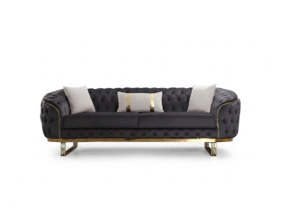 Designer sofa 3-seater textile couch upholstery sofas design brown Chesterfield