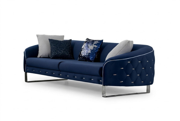 Designer Sofa 3-Seater Chesterfield Couch Upholstered Sofas Design Blue