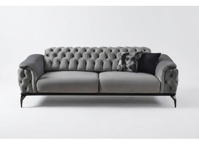 Designer sofa 3 seater chesterfield couch upholstered sofas design gray seat cushion