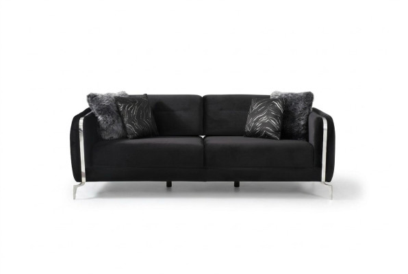 Designer sofa 3-seater big couch upholstered sofas design black velvet furniture