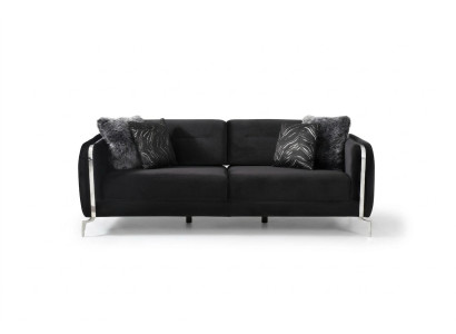 Designer sofa 3-seater big couch upholstered sofas design black velvet furniture