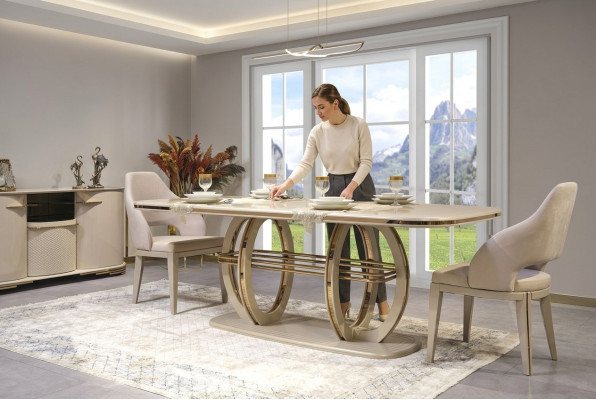 Dining table dining room table dining nook dining room furniture table wood gold beige
