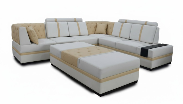 Designer sofa luxury corner sofa with ottoman upholstered suite living room L-shape