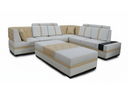 Designer sofa luxury corner sofa with ottoman upholstered suite living room L-shape