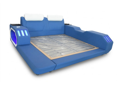 Multifunctional Beds LED Luxury Design Blue Bed Hotel Double 180x200