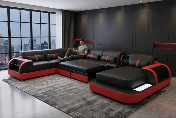 Multifunction Sofa Couch Living Area Sofas Upholstered Sofas LED Bed Function